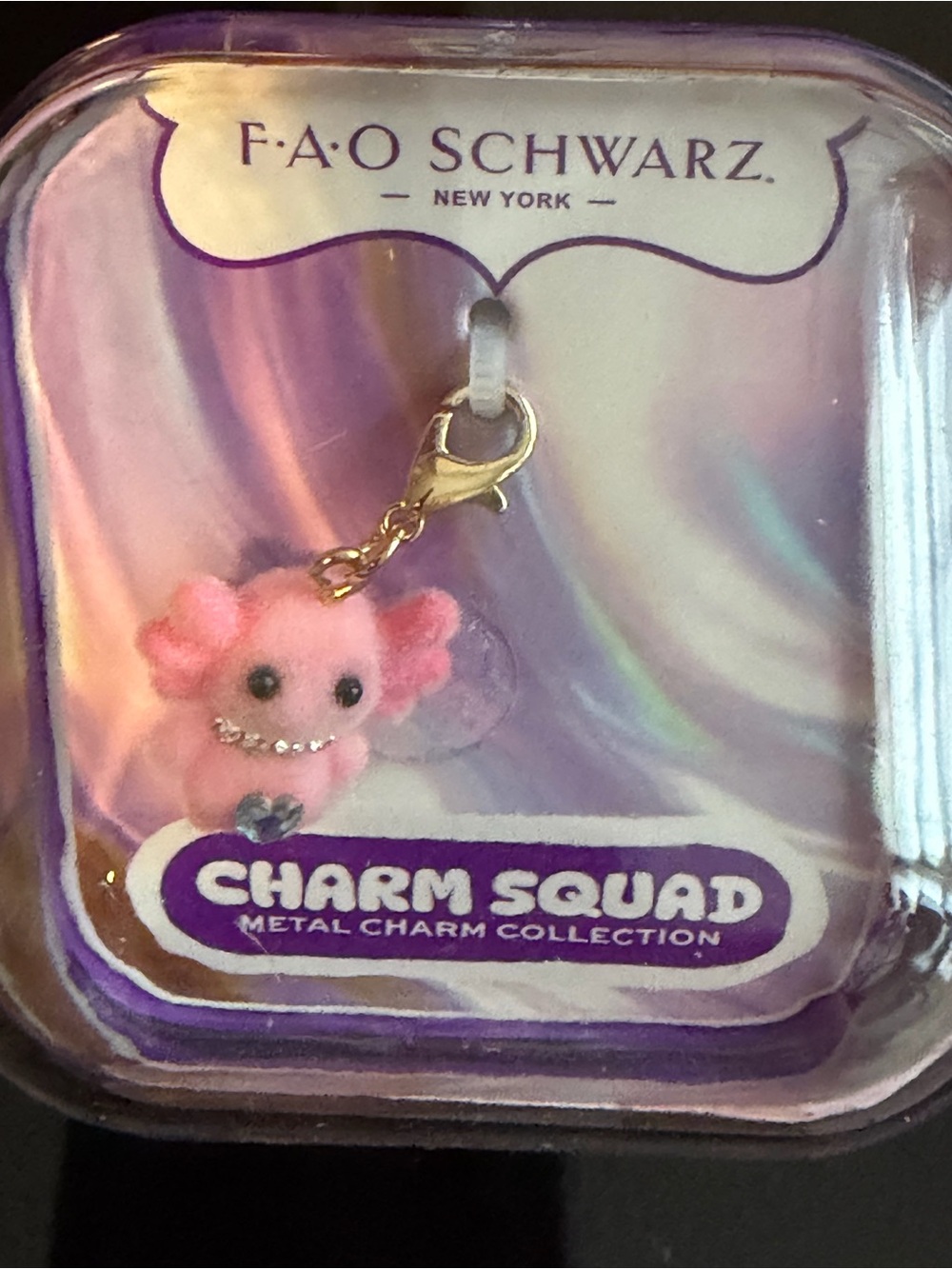 FAO Schwarz Pink Plush Charm Squad Metal Clasp Accessory